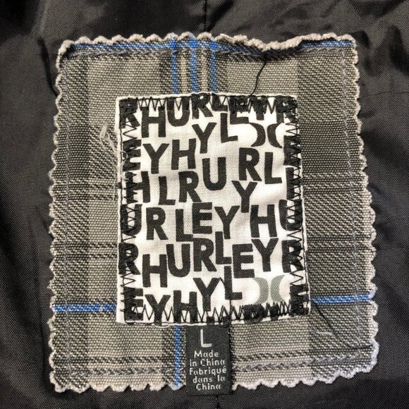 Nwot Hurley Grey & Blue Plaid Checkered Trench Coat Size Large - Picture 5 of 10